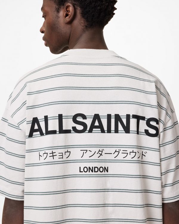Футболка Allsaints біла смугаста