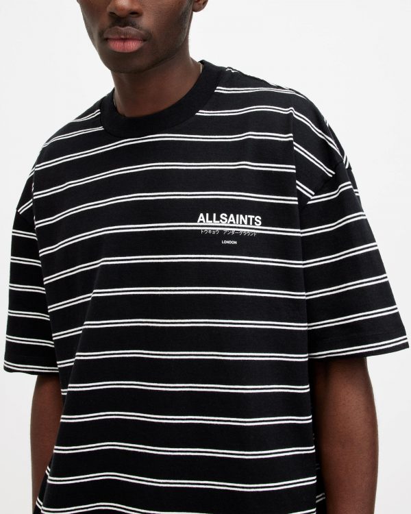 Футболка Allsaints чорна в білу смужку