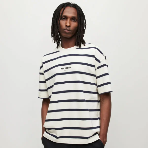 Футболка Allsaints молочна у смужку