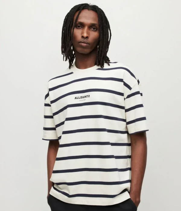 Футболка Allsaints молочна у смужку