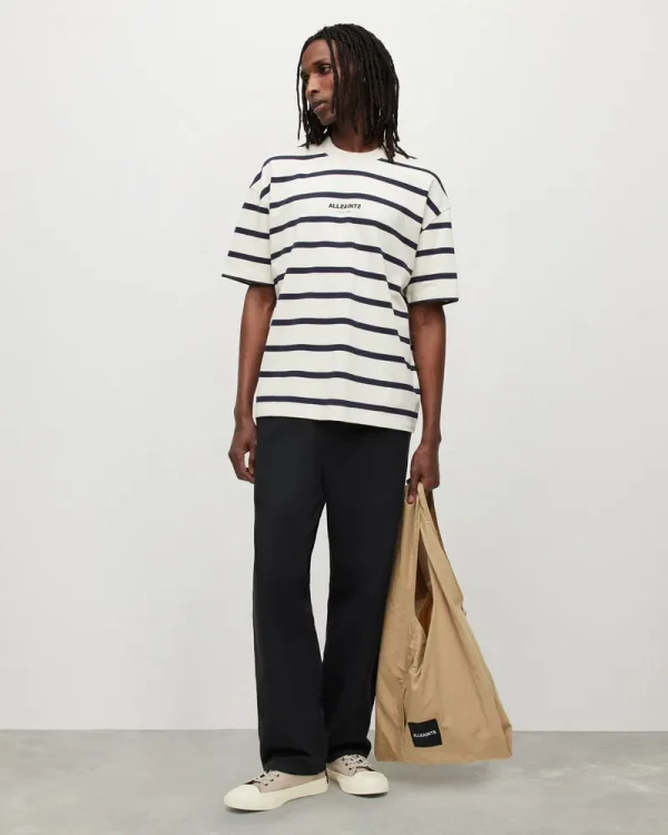 Футболка Allsaints молочна у смужку