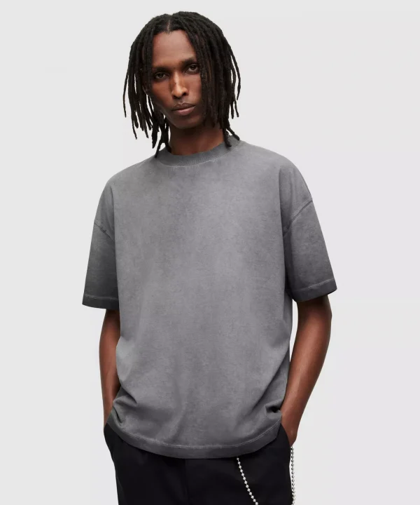 Футболка Allsaints сіра виварена