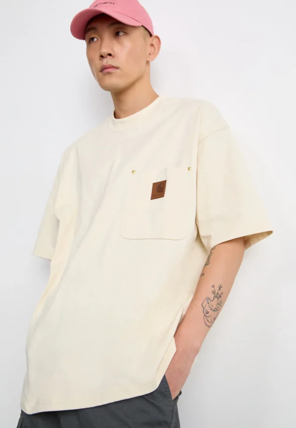 Футболка Carhartt бежева з кишенею